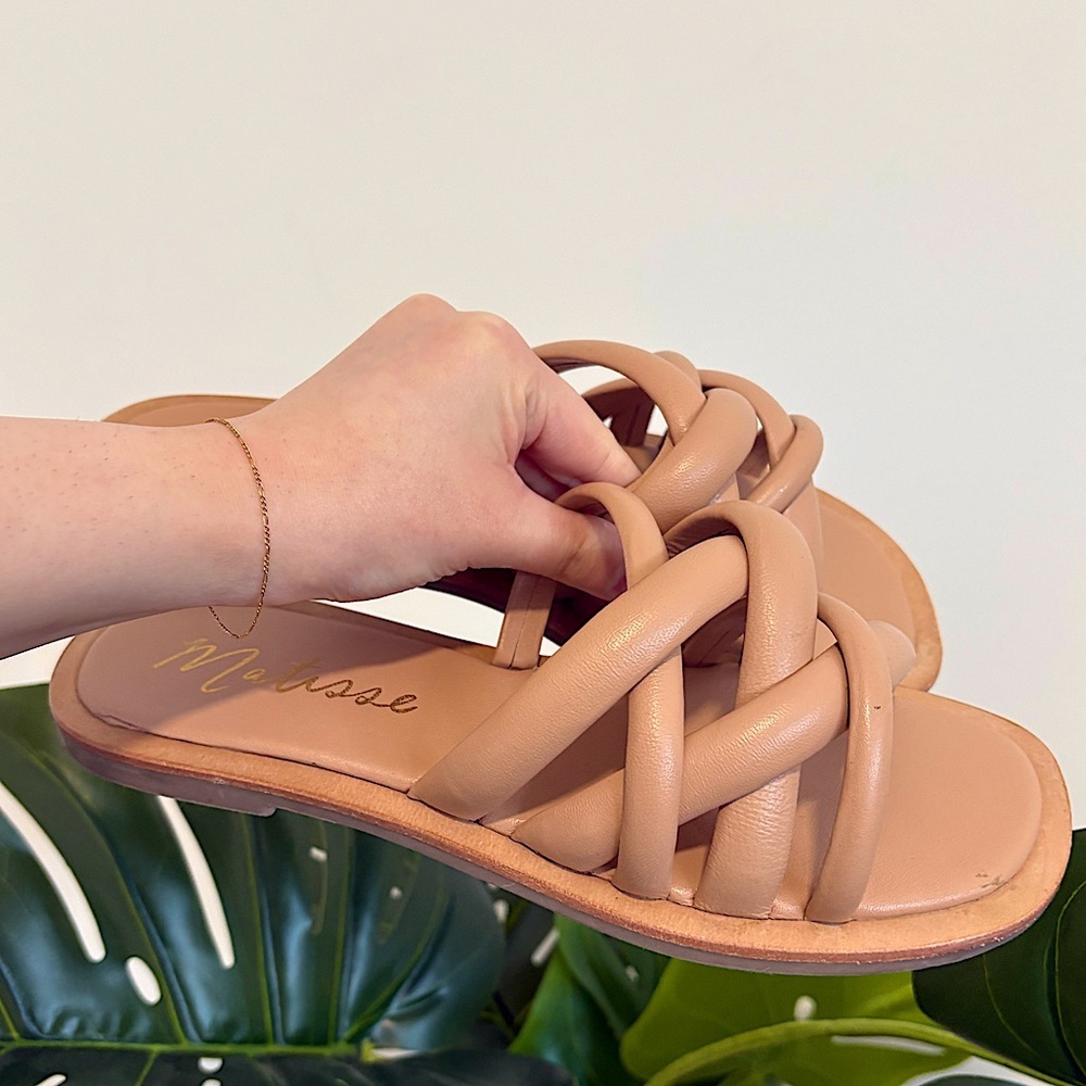 Matisse Roy Slide‎ Women's Nude Casual Braided Leather Sandals Size 8